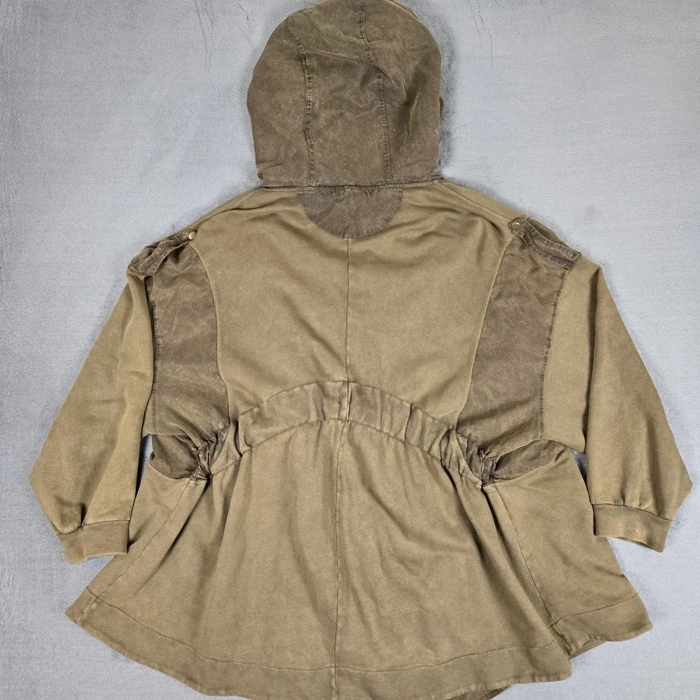 Free People Cmon‎ Hooded Cardigan Womens Medium Brown Jacket Slouchy Relaxed Fit